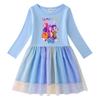Children's Kpop Demon Slayer Rainbow Sequin Mesh Princess Dress - Short Sleeve for Summer, Long Sleeve for Spring/Autumn