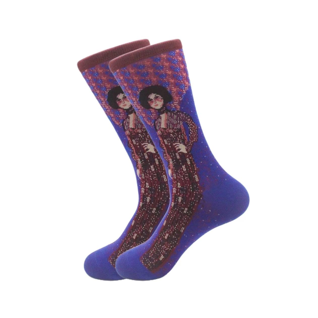 

1 пара модных европейских и американских носков с персонализированной серией носков с масляной живописью в уличном стиле