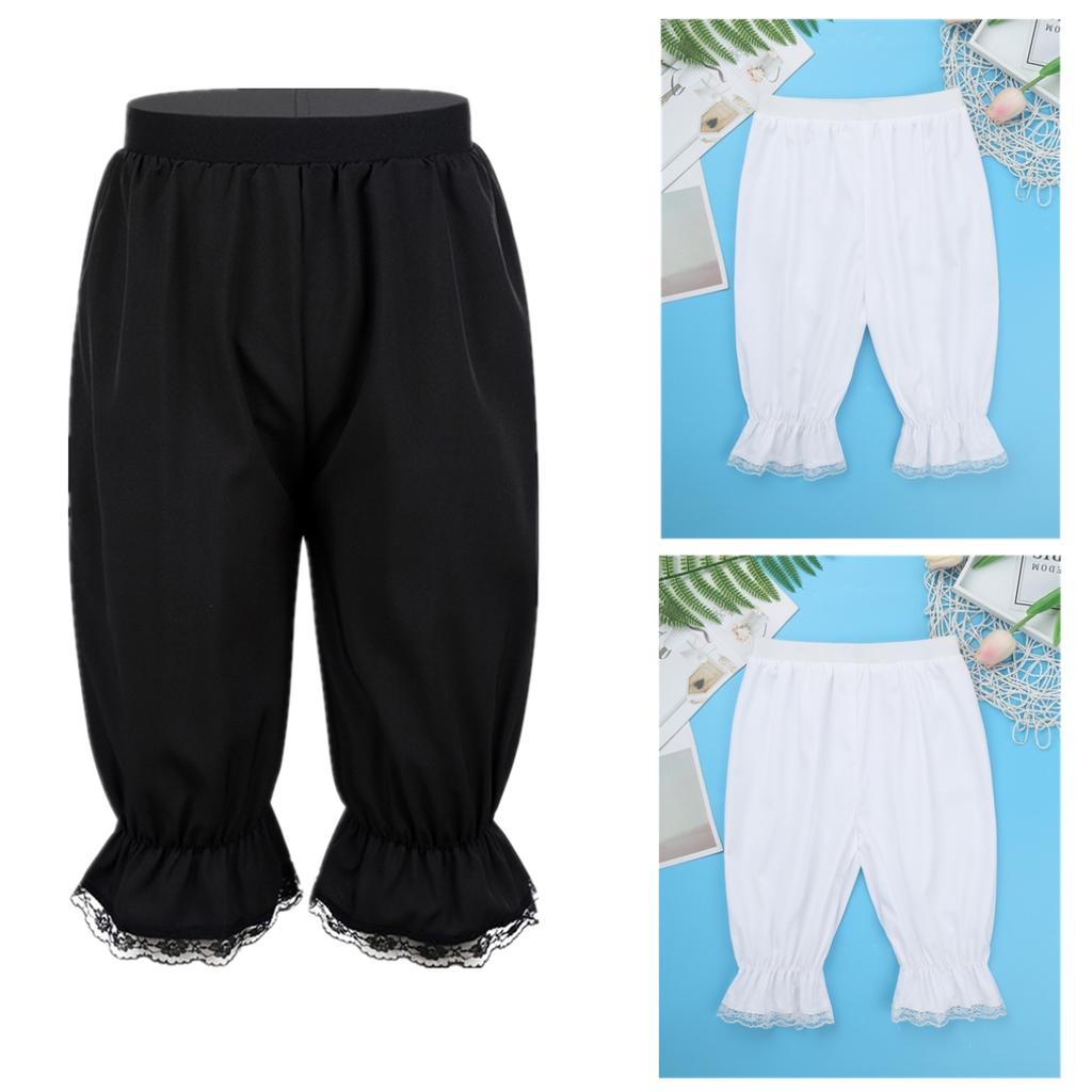 Dívčí volné kalhoty s volánkovou krajkou Bloomers Shorts Dětské Retro viktoriánské renesanční kalhoty