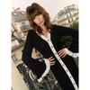 Autumn and Winter Flared Sleeve V-neck Knitted Dress Fashionable Splicing Contrasting Buttons Long Tight Skirt Sweater Skirt