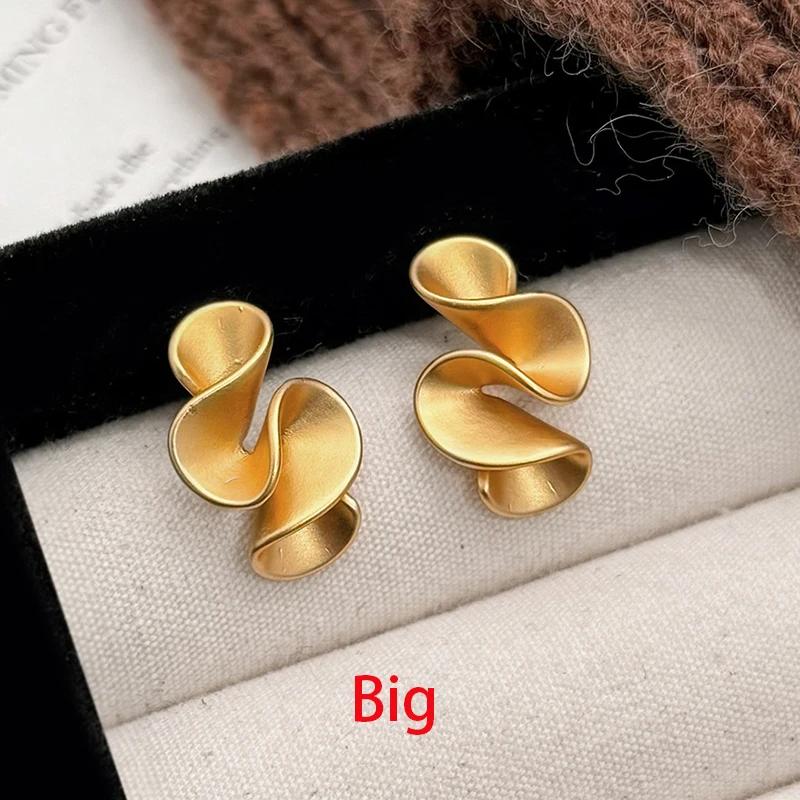 925 Silver Charming 18K Gold Twisted Flower Stud Earring for Women Minimalist Personality Fine Jewelry Trendy Accessory