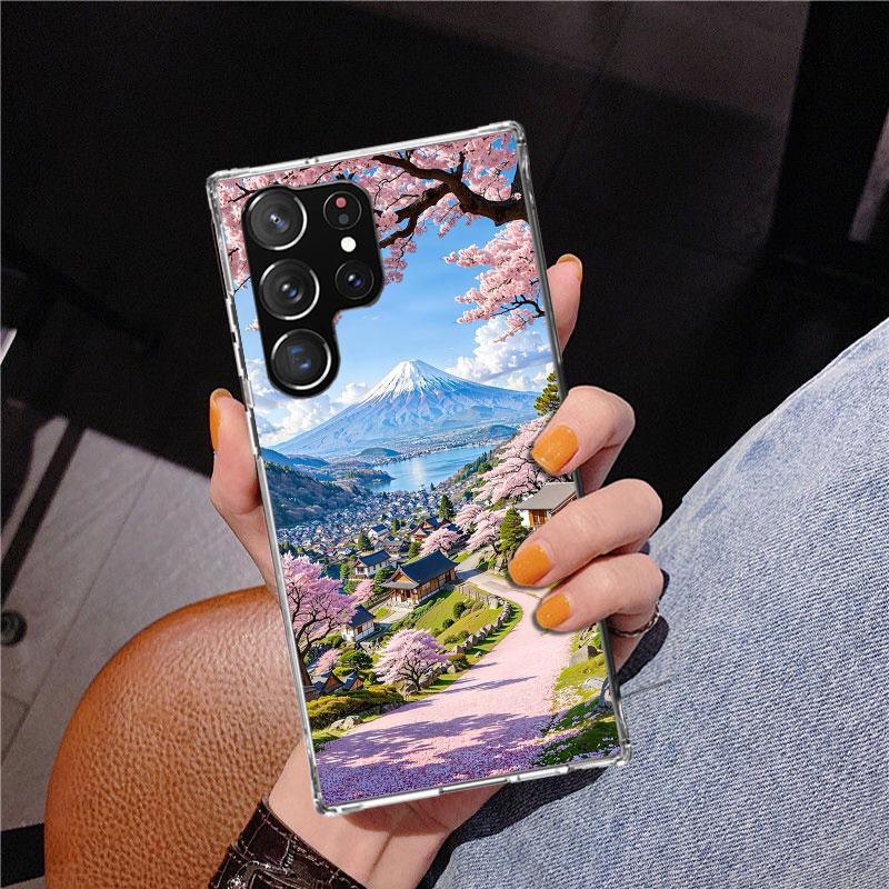 Japanese Cherry Mount Fuji Phnoe Case for Samsung Galaxy S26 S25 Edge S23 S24 Ultra S22 Plus S21 S20 FE Unique Cover Soft Coque
