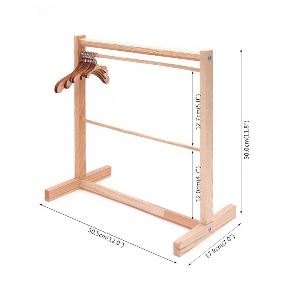 4-30CM Doll Wooden Clothes Rack Garment Organizer Hangers for Dolls Handbag Clothes Scarf Holder Stuffed Toys Accessories