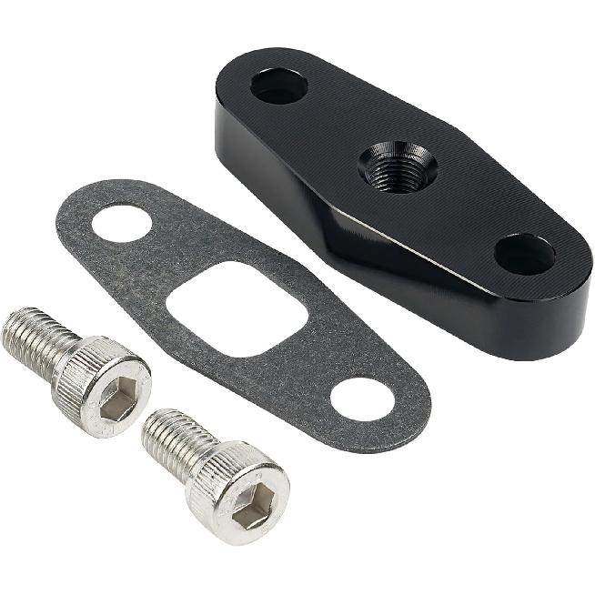 Bevinsee Turbo Olie Toevoer Inlaat Flens Adapter Compatibel met GT42 GT47 GT40 1/8"npt Olie Toevoer Inlaat Flens GT-serie Turbochargers, 6061
