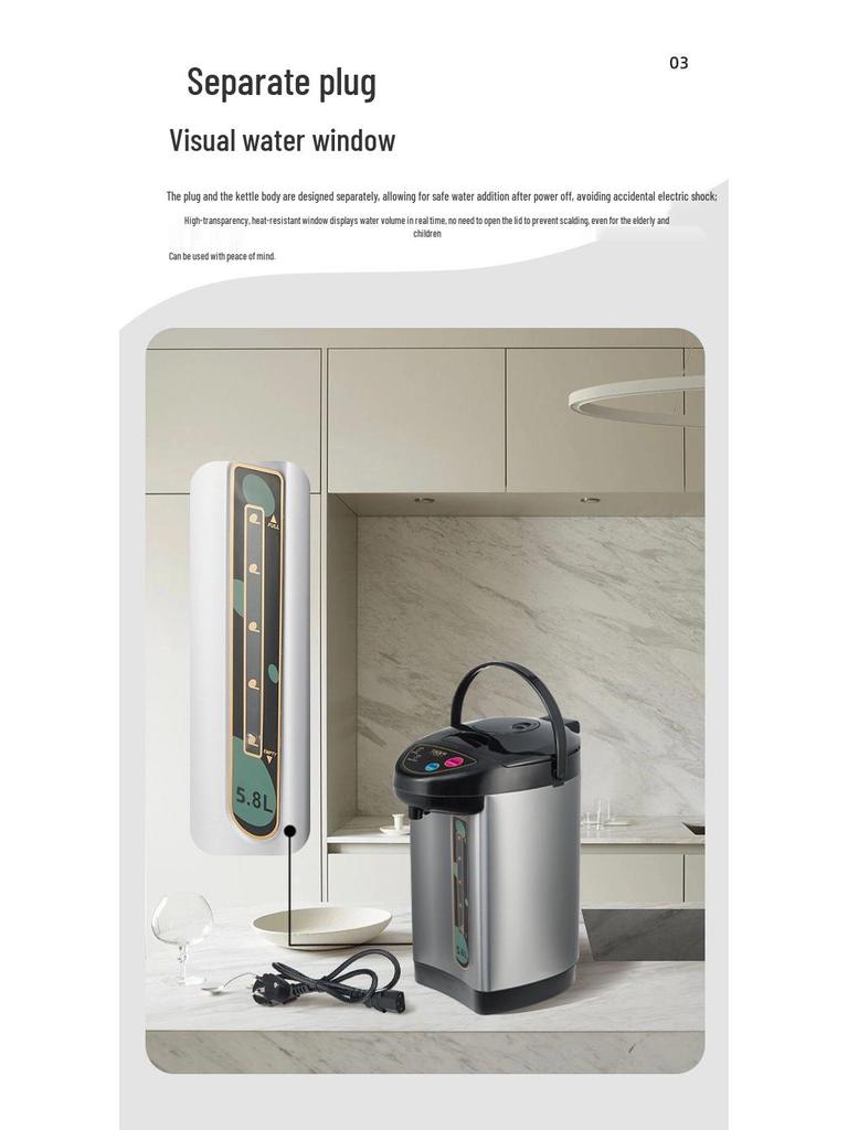 Intelligenter 5,8L Elektrischer Warmwasserbereiter Wasserkocher mit Trockengehschutz und Thermostatischer Isolierung