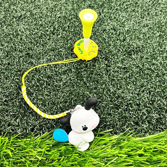 Golf Tee Hanger Donut Shaped Plastic Anti-Lost Ring with Strap Cartoon Animal Pattern Golf Tee Holder for Men Women