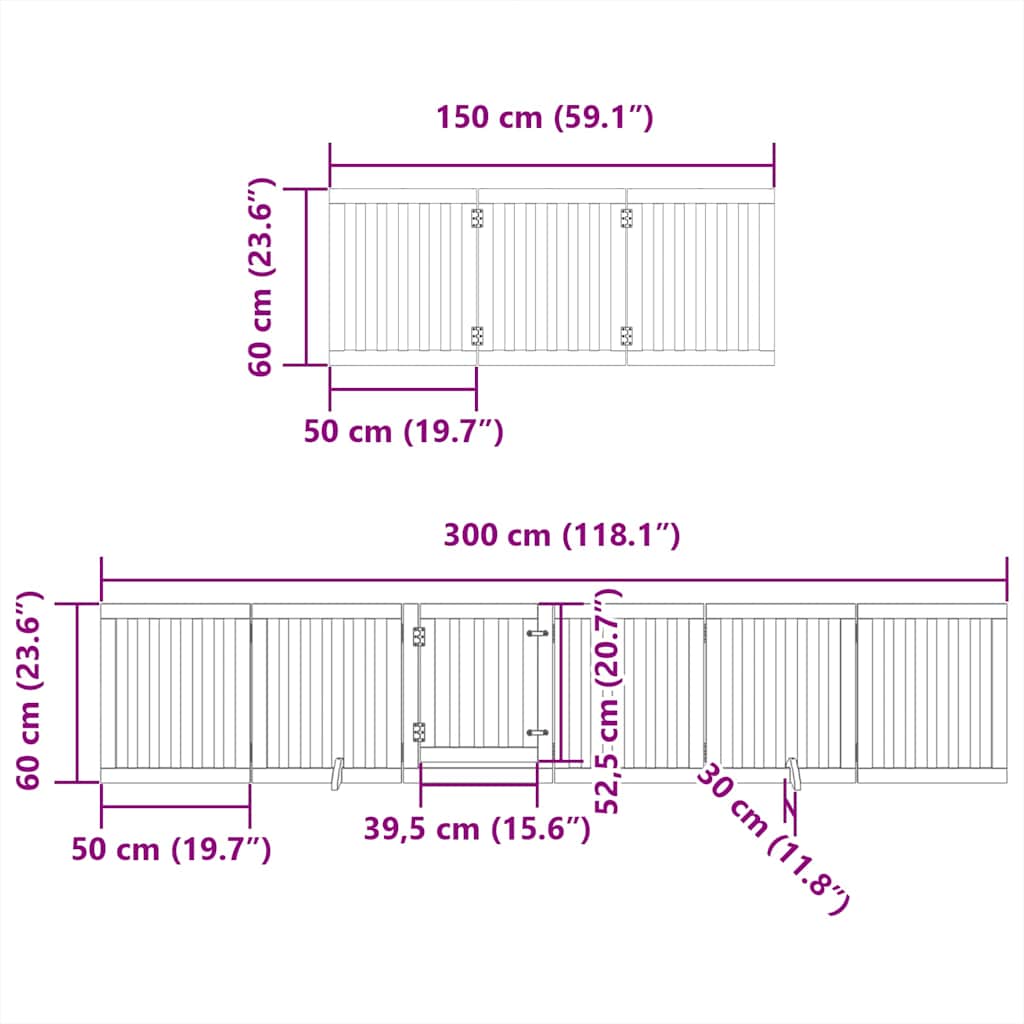 9 piece foldable black dog gate 450 cm poplar wood
