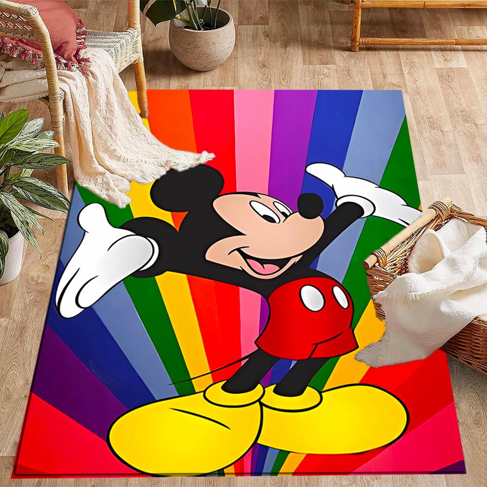Mickey Mouse Adventure Disney Cartoon Theme Anti-Slip Rug - Polyester, Home Decor, Suitable for Bedrooms, Living Rooms, Doorways, and Studios