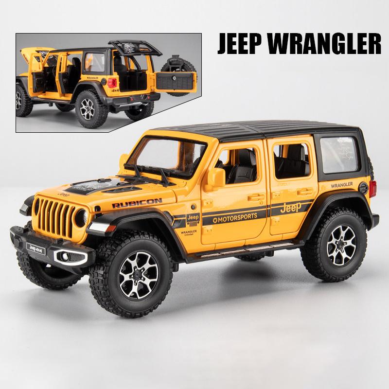 1/22 Jeeps Wrangler Rubicon Alloy Diecasts & Toy Vehicles Metal Toy Car Model Sound and Light Pull Back Collection Kids Toy Gift