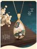 Cloisonné Enamel Necklace with 24K Gold-Plated Copper and Imitation Hetian Jade Pendant: Chinese Style Qipao Hanfu Accessory