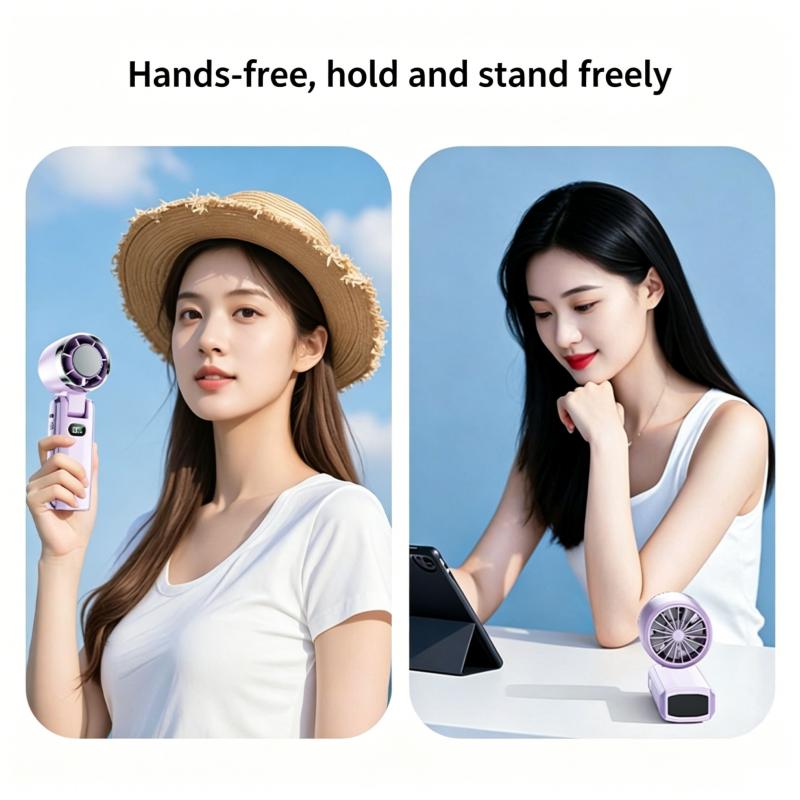 Portable High Speed Cooling Handheld Fan 3600mAh Rechargeable 100 Wind Speeds Mini Foldable Air Cooling Turbo Fan Camping hiking