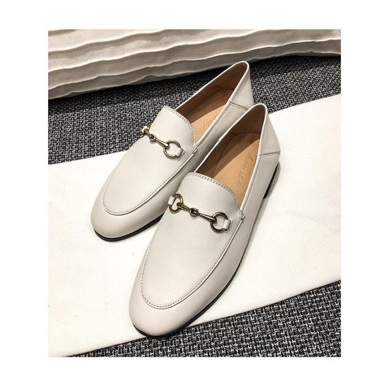 

Экстравагантная пряжка для ремня с лошадью, лоферы на плоской подошве, с одним ремешком, маленькие кожаные туфли, женские, лето и осень 40 белый