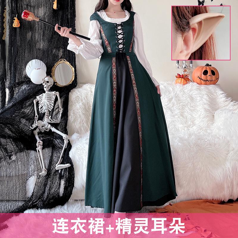 Halloween Costume Vintage Court Style Witch Dress Long Dress Medieval Art European Pastoral Cosplay
