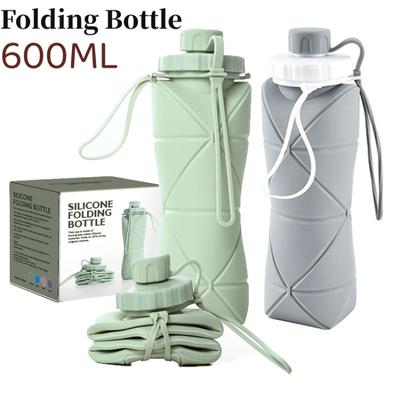 600ml Folding Water Bottle Silicone Sports Water Bottle Portable Water Cup Perfect for Outdoor Travel Camping Hiking Kettle