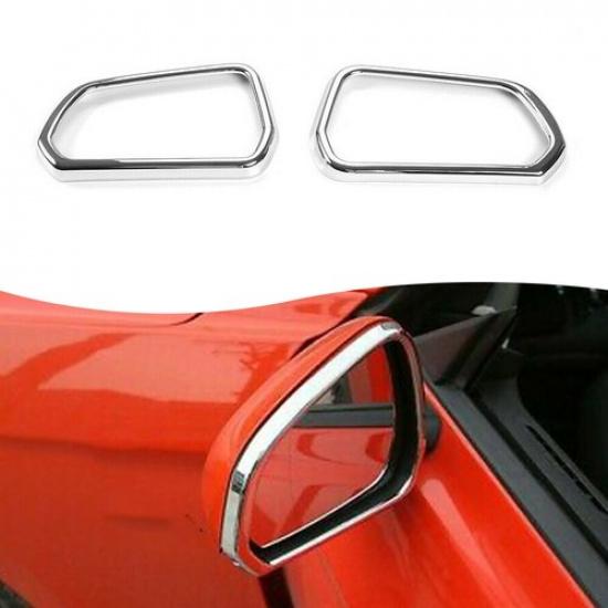 2pcs Side Rearview Mirrors Cover Trim Decor Bezels for Ford Mustang 2015+ Chrome