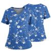 Women's Casual Printed V-Neck Pocket Side Slit Short Sleeved Top Short Sleeved Top