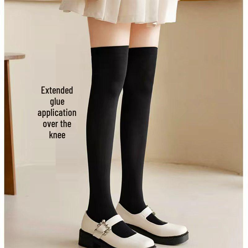 Women's Silicone Over-the-Knee Anti-Slip Thigh-High Socks, Black, Summer Thin