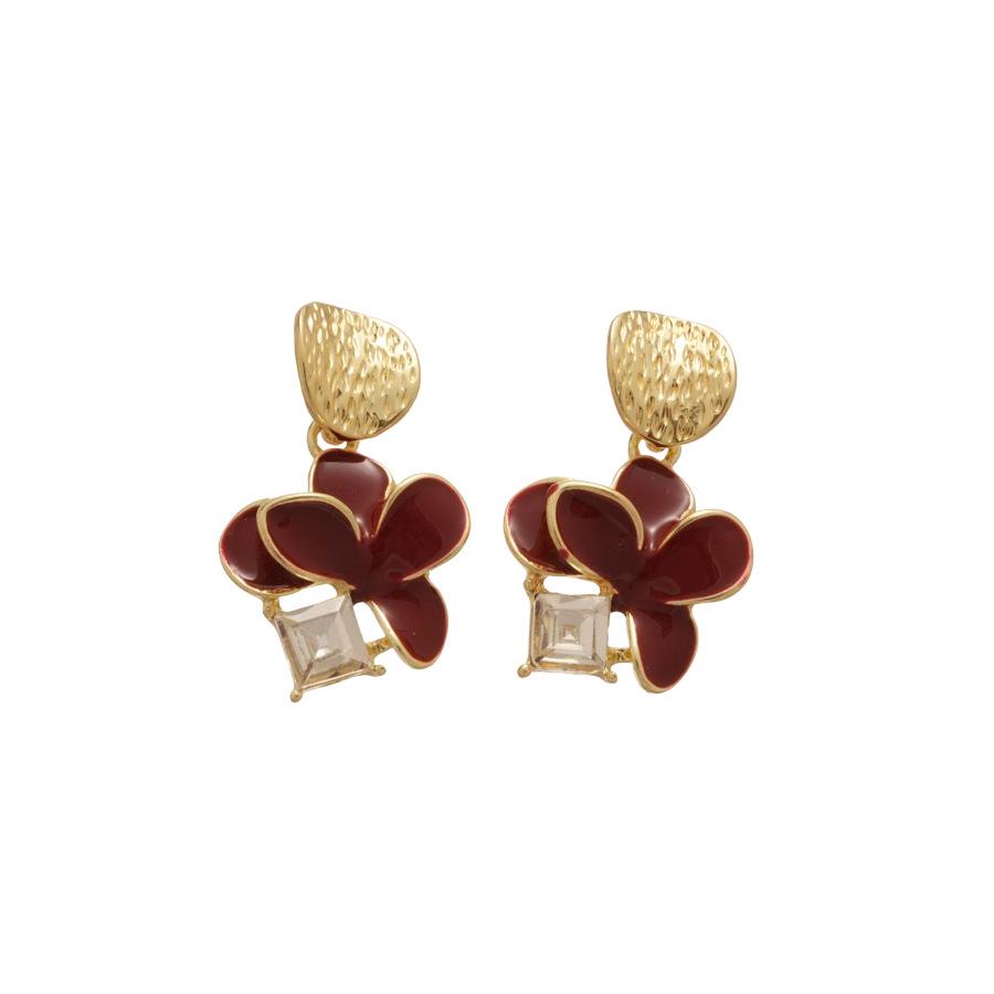 Silver Needle Rhinestone Drip Oil Flower Earrings - Elegant, Versatile, High-End Dangle Jewelry.