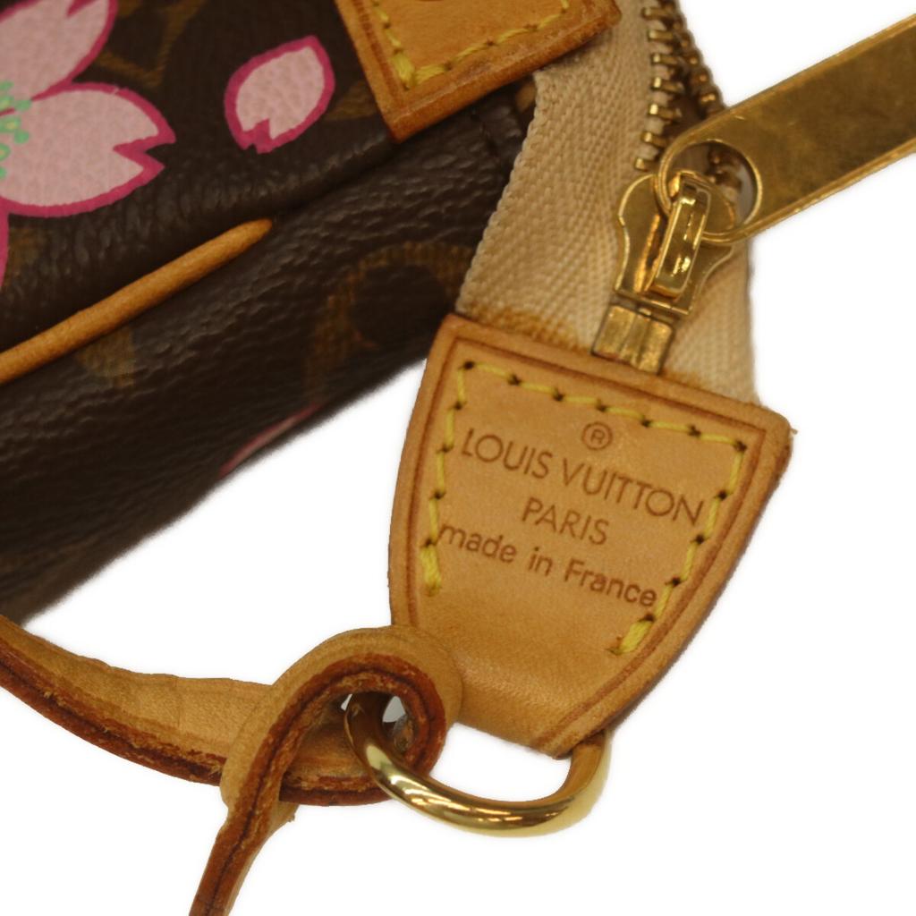 Louis Vuitton M92006 Monogram Kirschblüte Pochette Accessoire Handtasche Braun / Rosa Gebraucht