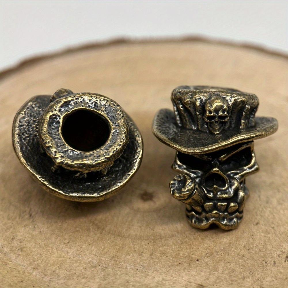 Skull Hat Cowboy Brass Knife Bead EDC Outdoor DIY Accessories Woven Lanyard Pendant Jewelry Punk Bracelet Charms