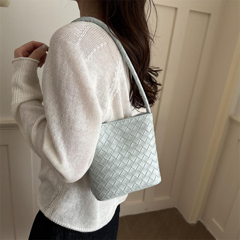 Simple Woven Bucket Bag, Fashionable Shoulder Bag, Trendy Crossbody Bag