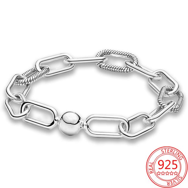 

Подлинный браслет из стерлингового серебра 925 пробы с бесконечным завязанным сердечком в форме буквы T, браслет-змея для свадебной вечеринки, для девушек, ювелирные украшения 21cm