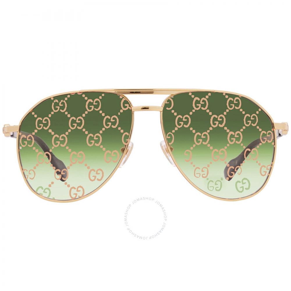 

Gucci Green Logo Pilot Men s Sunglasses GG1220S 004 59