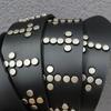 Y2K Punk Men's Genuine Cowhide Leather Belt with Full Row and Cross Rivets