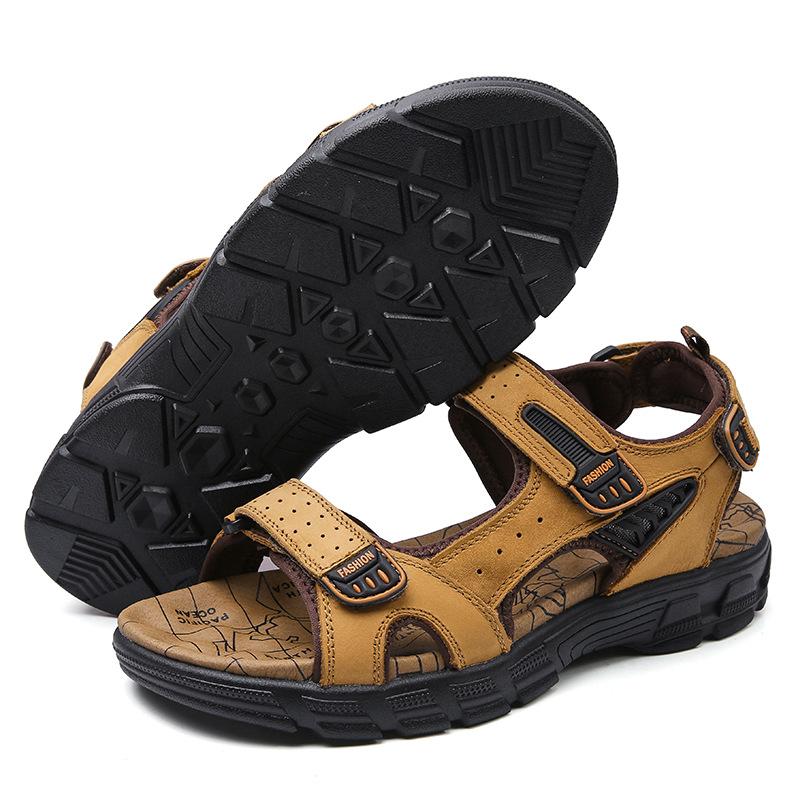 Fashion Genuine Leather Men Sandals Summer New Large Size Men Sandals Outdoor Men's Casual Shoes Fashion Sandals Slippers Big Size 38-46
