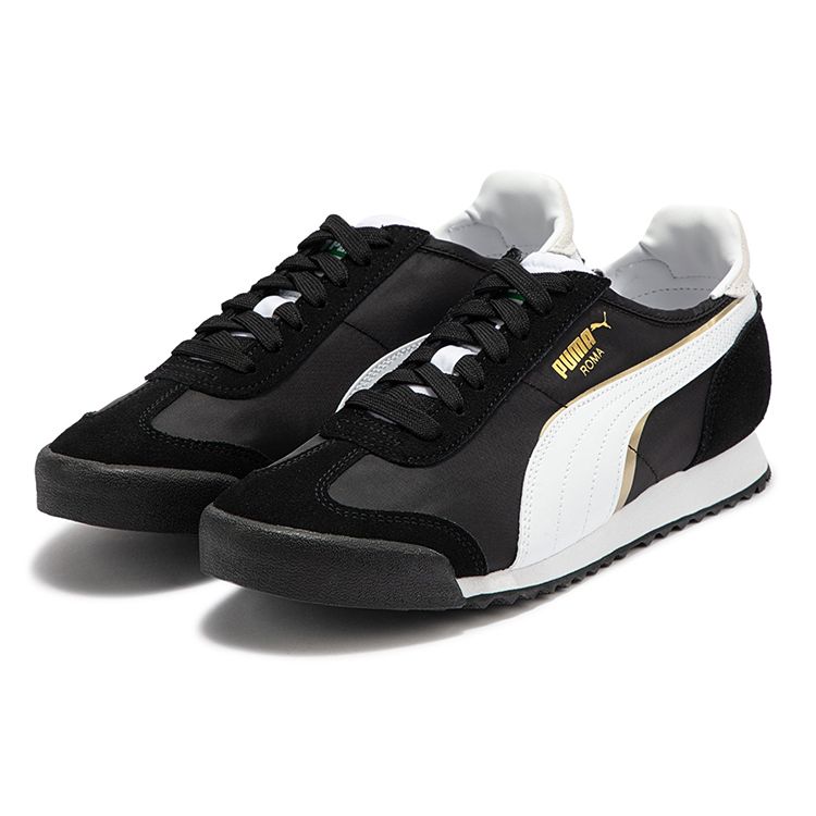 Puma Roma OG Nylon Double FS - Black Gold Unisex Sneakers White Team-Gold 390634-01