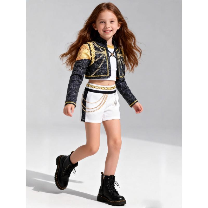 Mädchen Dämonentöter Cosplay Kostüm Kinder Beliebte Sängerin Dämonenjäger Kinder Dreiteiliges Set