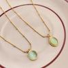 Summer Cool Green Opal Titanium Steel Necklace Women Do Not Fade Versatile Stack Wearing Girlfriends Gifts
