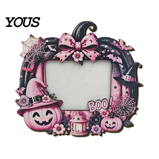 Decorative Mantle Piece Halloween Photo Frame, Wooden Desktop Picture Holder for Spooky Party Decoration Kids Room Home Accents And Festive