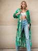 EDOLYNSA Bohemian Tie Dye Striped Bikini Cover-ups Long Tunic Sexy Kimono Dress Women Plus Size Beach Wear Swim Suit Cover Up Q1314