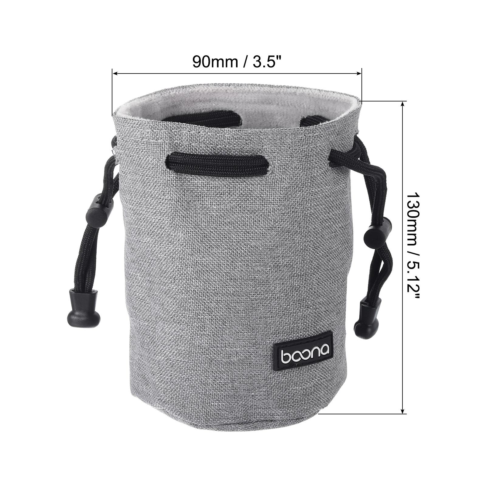 

Soft Drawstring Camera Lens Pouch Bag with Cotton Pad 90-120mm OD Thick Fleece Cloth Camera Lens Bag Case for SLR Lens Water Cup