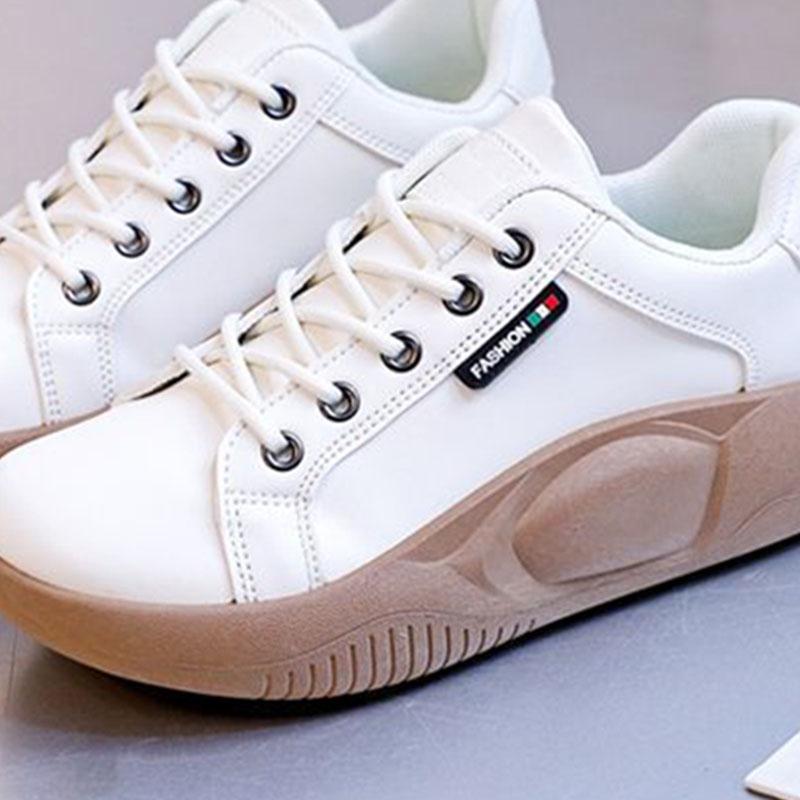 WTEMPO Lace Up Women Single Shoe Thick Sole Heighten Fashionable White Soft Sole Comfortable and Versatile Sports Casual Shoes Dropshipping Wholesale