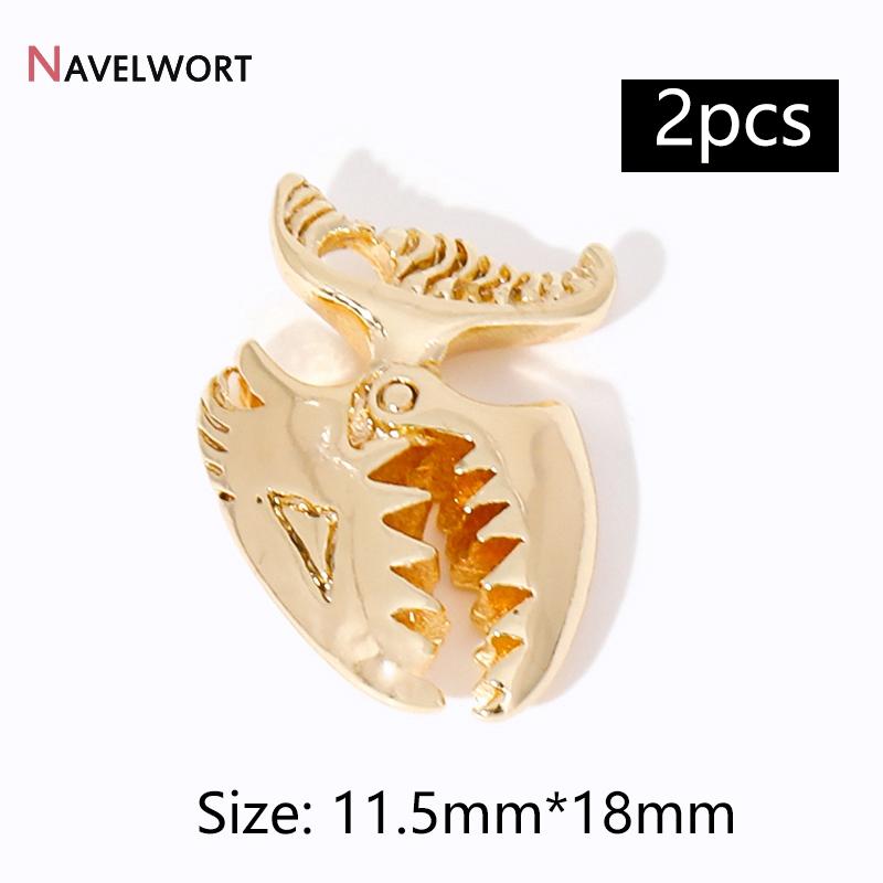 2Pcs 14K Gold Plated Brass Metal Conch Pendant,Charms For Jewelry Making,DIY Earring Bracelet Necklace Making Findings Supplies