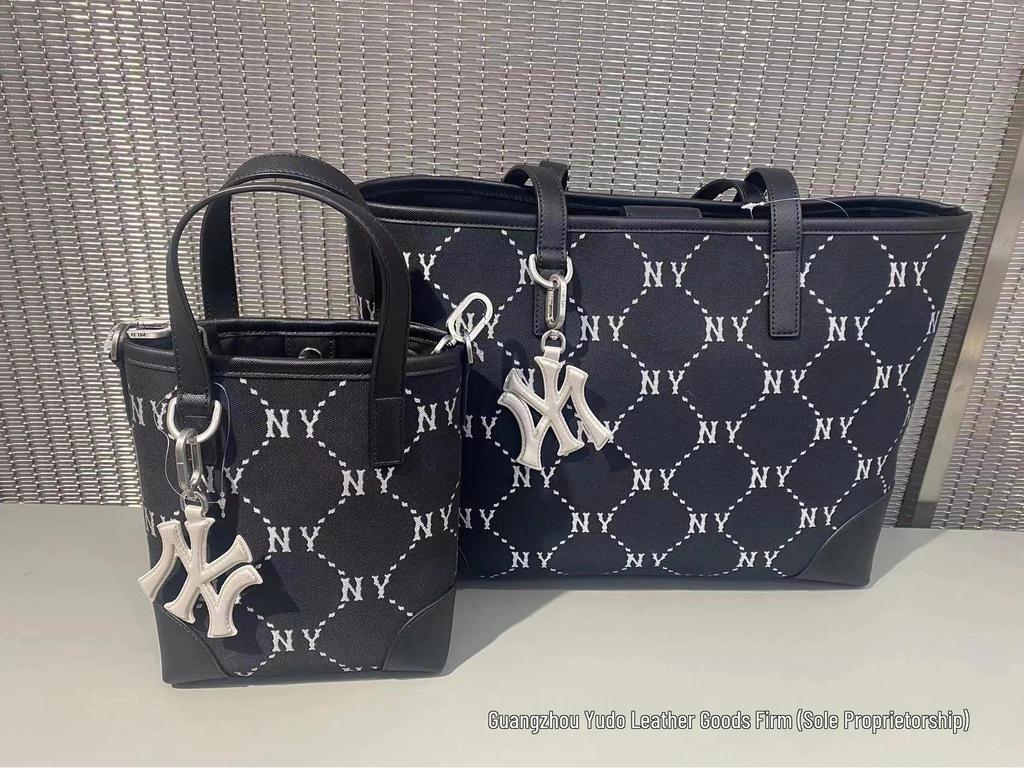 MLB Vintage Monogram Tote Bag - Large Capacity NY Jacquard Logo Handbag (Couple Style)