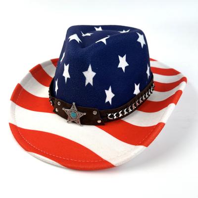 Wind American Flag Independence Day Hat Western Cowboy Hat Men'S Jazz Hat Shade Top Hat