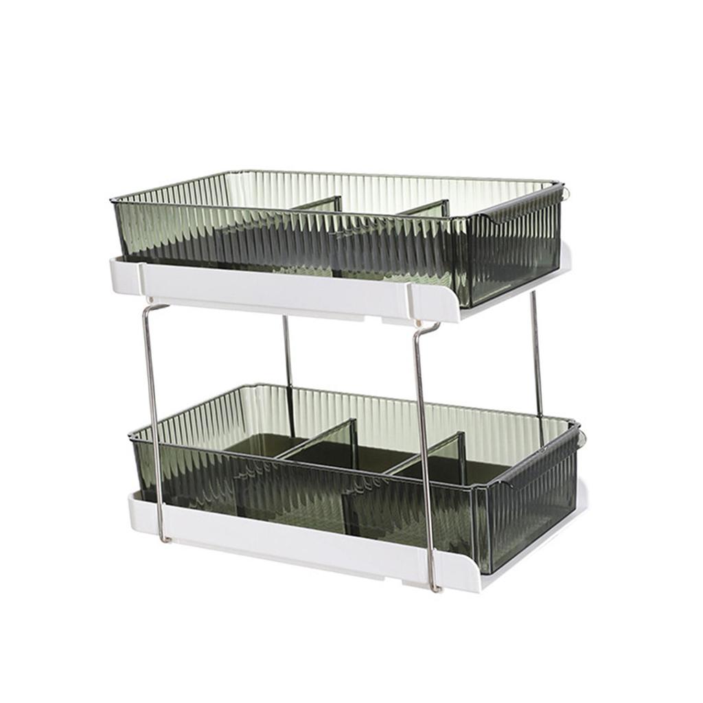 2 Layers Desktop Organizer Cosmetic Holder Stainless Steel Frame Rustproof Modern Multifunctional