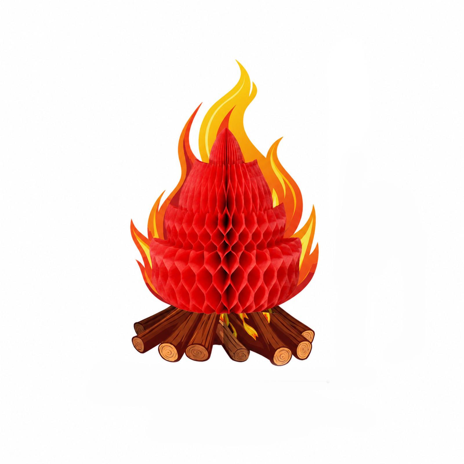 

Honeycomb Paper Fire Pit Decoration with Log Base 3D Foldable Design for Indoor Outdoor Party Table Centerpiece One Size