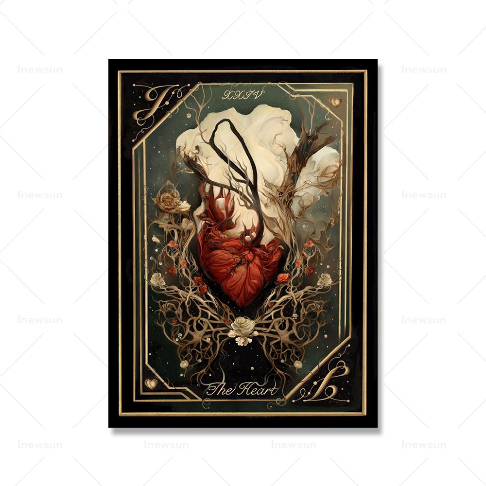 Slunce Měsíc Hvězda Srdce Tarotové karty Obrazy na plátně Obrazy na zeď Umělecké obrazy Vintage Magic Tarot Card Print Painting Kitchen Decor