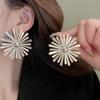 Elegant Metallic Daisy Flower Sterling Silver Stud Earrings - Minimalist, Sophisticated Design for Modern Women