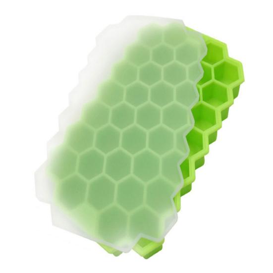 37 Cavity Honeycomb Ice Tray BPA-Free Slow-Melt Reusable Small Ice Mold with Lid Easy Release Silicone Ice Cube Maker for Freezer