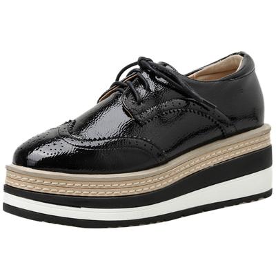 Zapatos de plataforma Brock japoneses nuevos de 2024, con plataforma y tacón de cuña, para mujer, con altura interior, estilo británico informal HZB