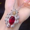 Exquisite Italian Vintage Pigeon Blood Ruby Necklace Brooch Two Way Design Aquamarine Emerald Gemstone Jewelry