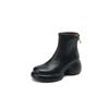 Women's Short Boots New Winter Leather Thick Soled Round Toe Boots Retro British Style with Plush Comfortable Fashion Boots