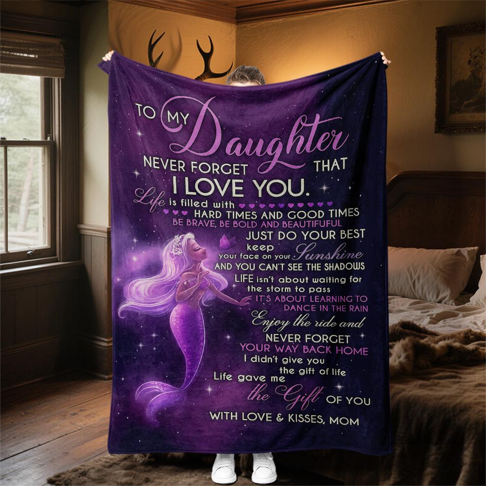 1pc Daughter Love Blanket for Sofa Bed Soft and Light Bedding Ideal for Picnics, Ultra-Soft All-Season Throw for Outdoor Travel - Christmas-c0803024