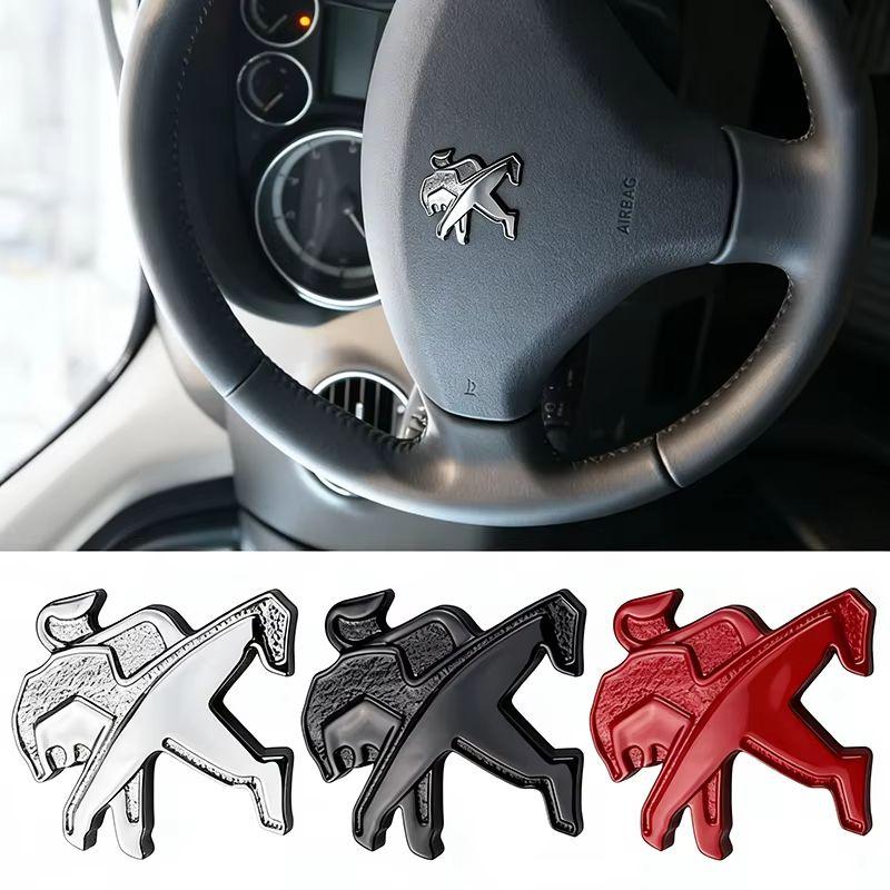 2.9x3.1cm Metal Car Steering Wheel Center Emblem Badge Sticker for Peugeot 206 208 3008 Rifter 307 RCZ 207 301 308 5008 2008 508