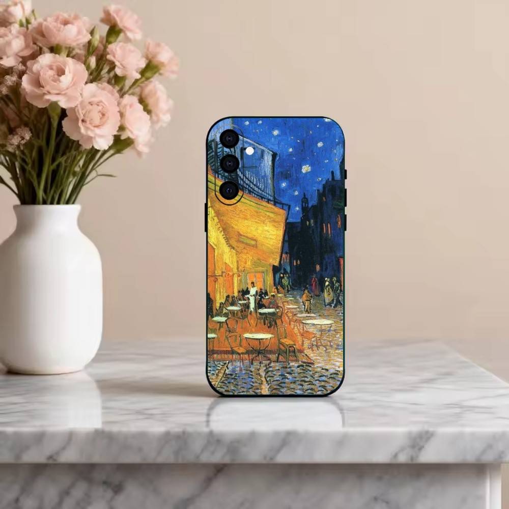 

R-Retro V-Van G-Gogh O-Oil P-Painting Phone Case Black Silicone Soft For Samsung Galaxy A73,A72,A71,A70,A53,A52,A51 Samsung a13 5g